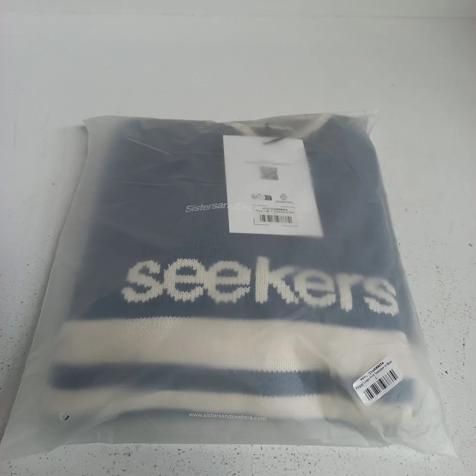 SISTERS AND SEEKERS PEGGY LOGO KNIT SWEATER – UK SIZE L 