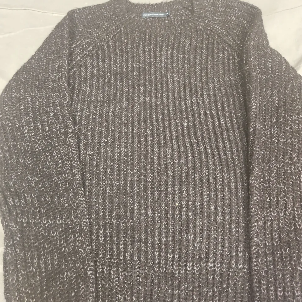 FRENCH CONNECTION DARK BROWN CHUNKY KNIT SWEATER, SIZE M