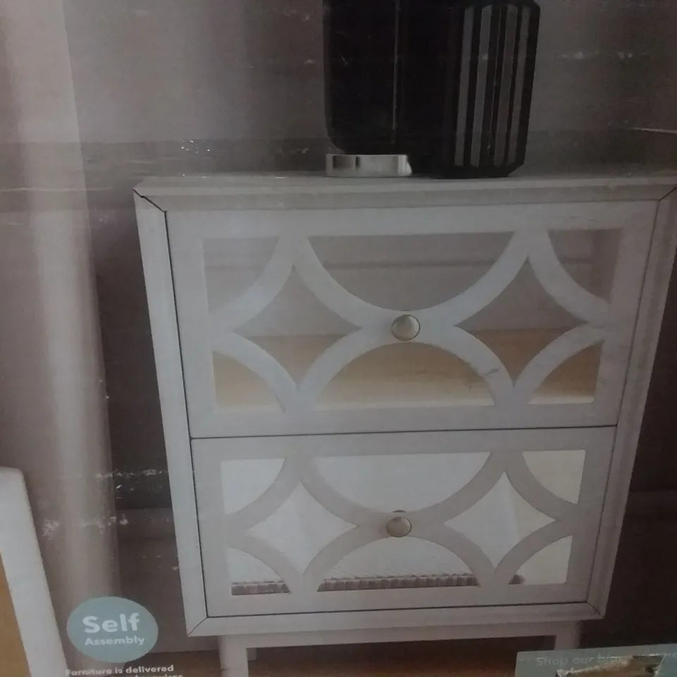 BOXED DELPHI 2 DRAWER BEDSIDE IN GREY - H60NX W46 X D30CM