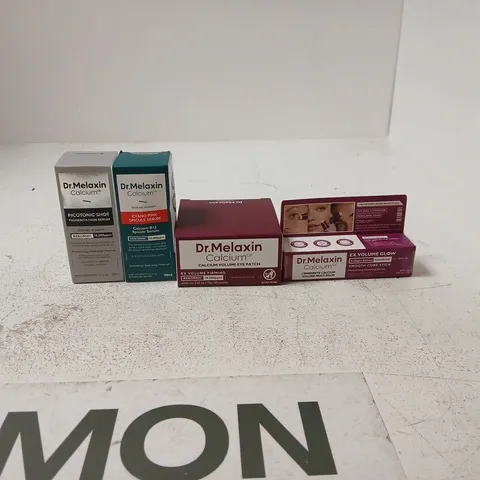 SET OF 4 DR MELAXIN CALCIUM ITEMS TO INCLUDE CYANO PINK SPICULE SERUM, CALCIUM VOLUME EYE PATCH