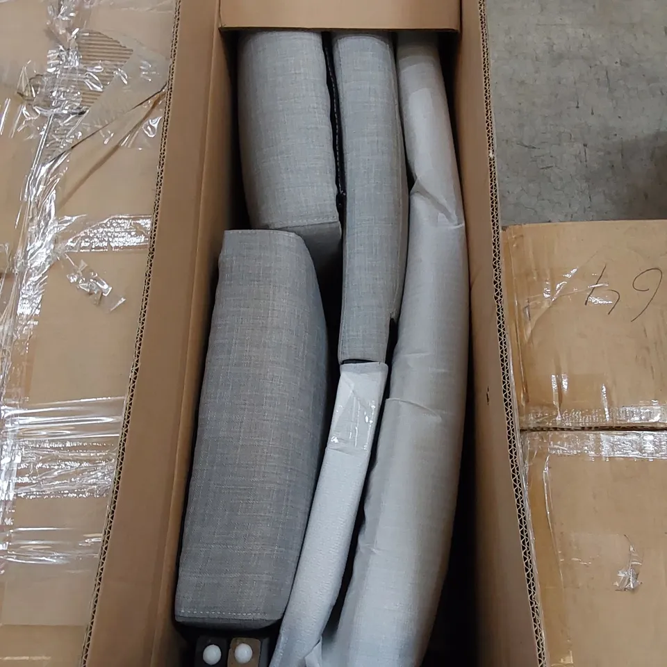 BOXED FLORENCE DINING CHAIR IN GREY LINEN WITH BLACK LEGS - SET OF 2