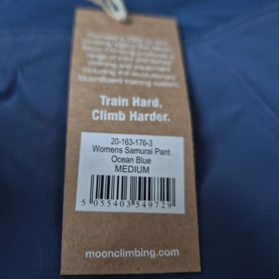MOON CLIMBING WOMEN’S SAMURAI PANT – OCEAN BLUE, UK SIZE MEDIUM