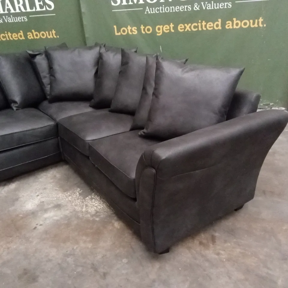 DURY LEATHER LOOK CORNER GROUP SOFA - BLACK RRP £1119