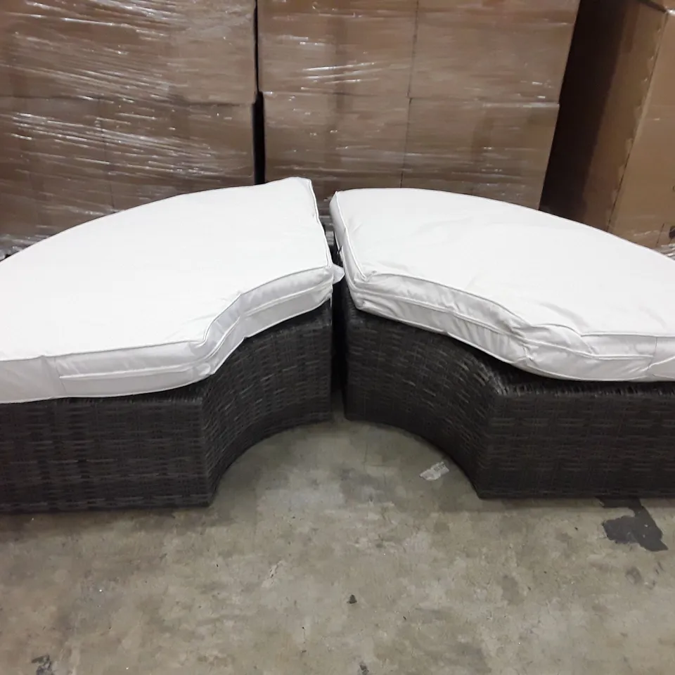 BOXED ARCHED DAY BED FOOTSTOOL × 2 - NATURAL