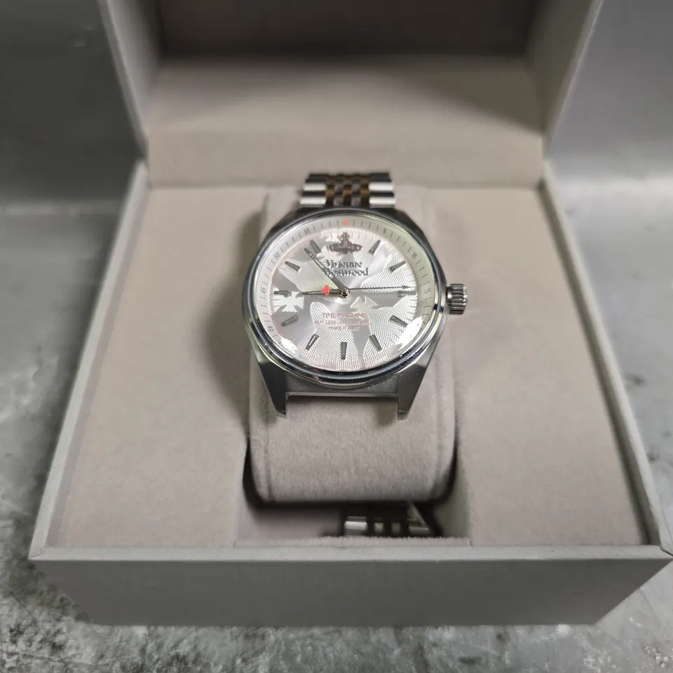 BOXED VIVIENNE WESTWOOD LADY SYDENHAM SILVER DIAL TWO TONE STAINLESS STEEL BRACELET LADIES WATCH