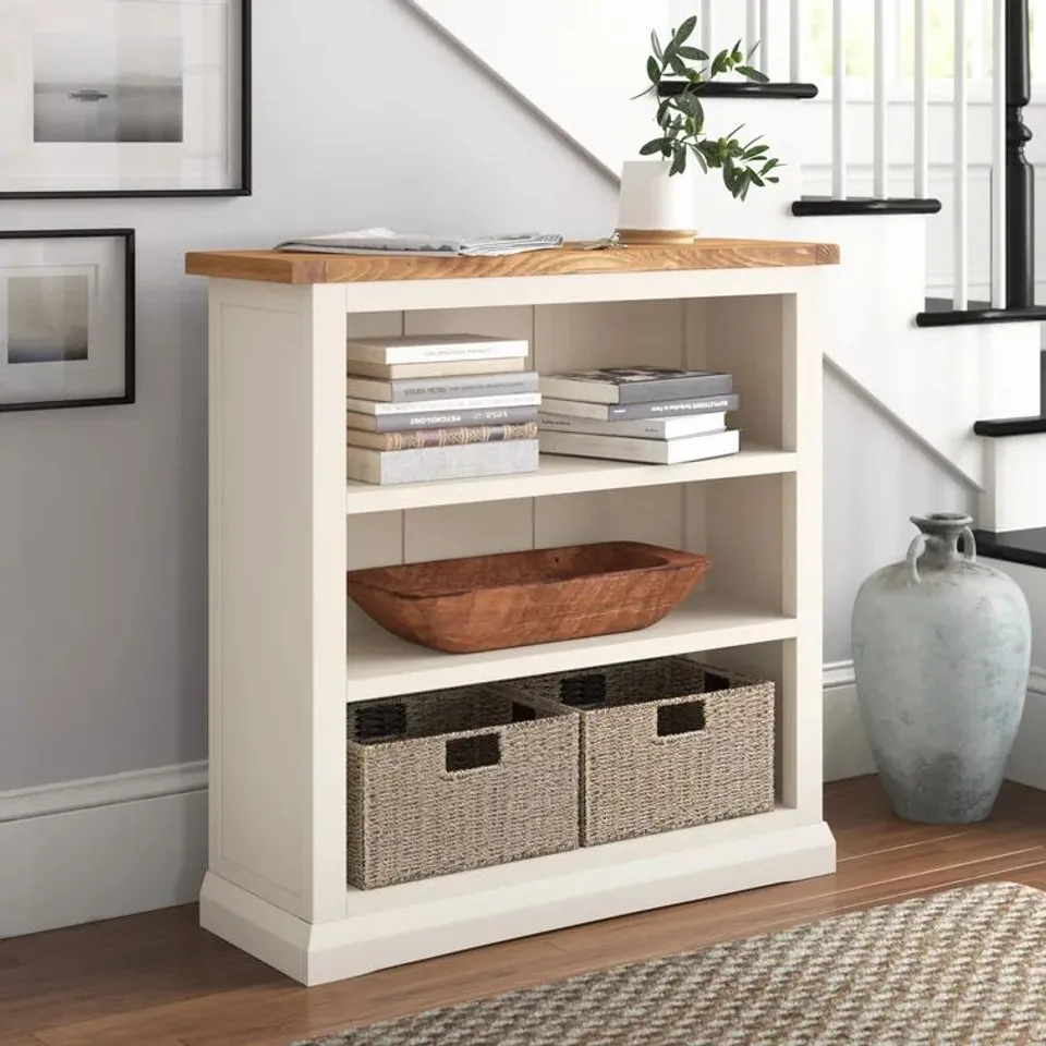 WARRENSBURG BOOKCASE H90 W90 D30CM WHITE AND WAX