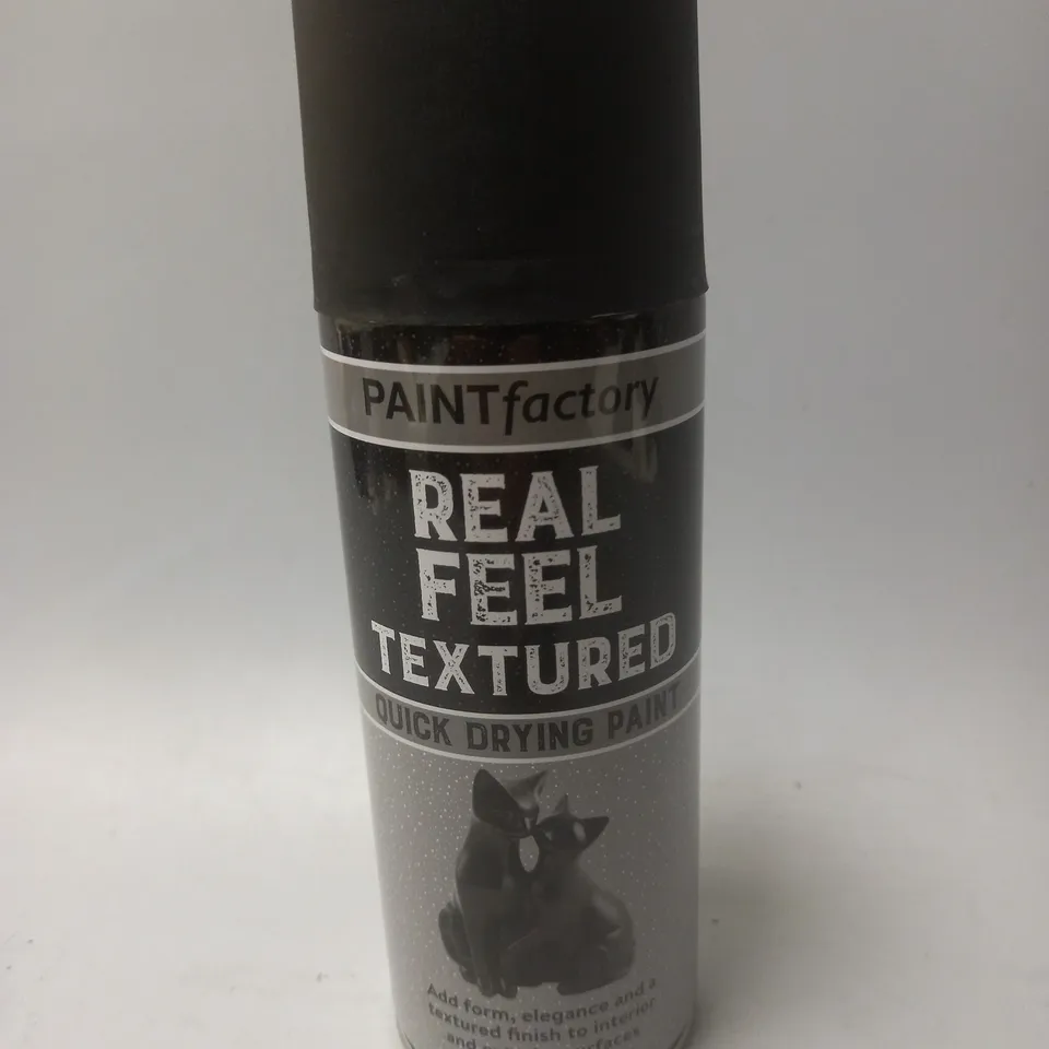 BOX OF 12 REAL FEEL TEXTURED QUICK DRYING PAINT - COAL BLACK - 400ML - COLLECTION ONLY