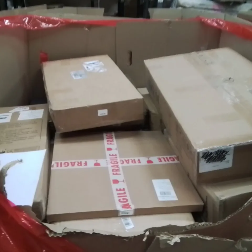 PALLET OF ASSORTED HOUSEHOLD GOODS AND PRODUCTS TO INCLUDE;FLOATING SHELVES,CLOTHES AIRER,GARDEN ORNAMENT