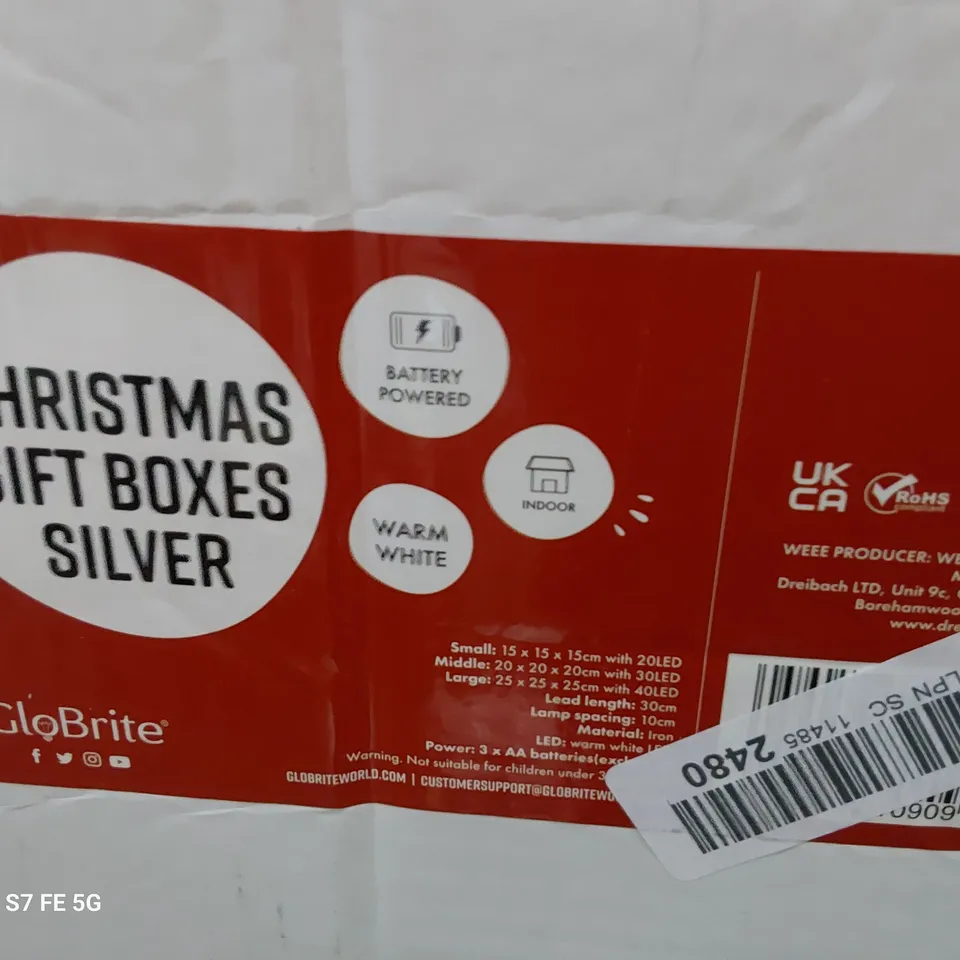 BOXEC CHRISTMAS LED GIFT BOXES SILVER