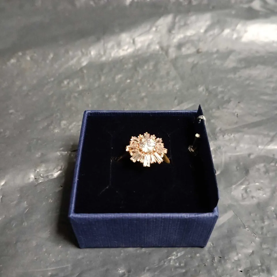 SWAROVSKI FLOWER RING IN BLUE PRESENTATION BOX