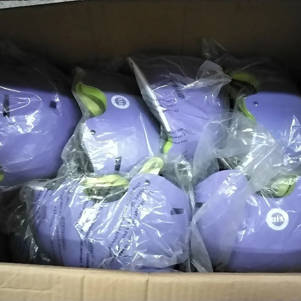A BOX OF 11 CHILDREN'S HELMETS IN PURPLE