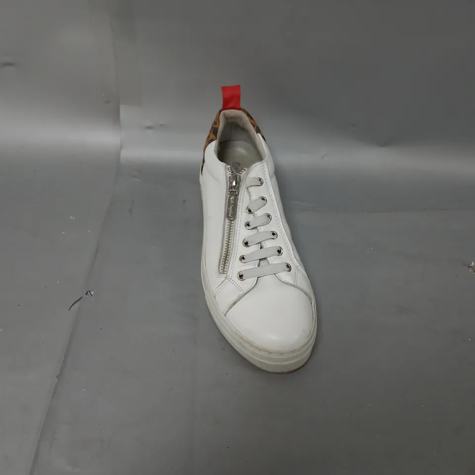 PAIR OF RUTH LANGSFORD TRAINERS IN WHITE/LEOPARD -  UK SIZE 5