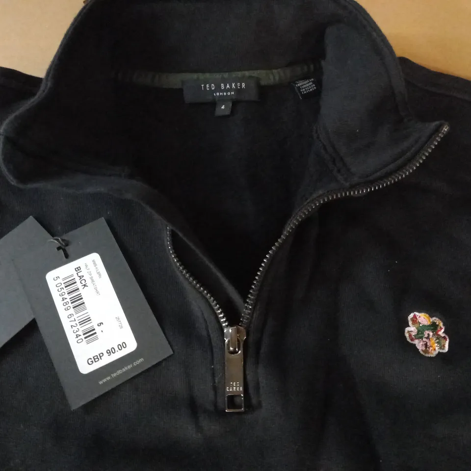 TED BAKER BLACK HALF ZIP SWEATSHIRT - 4