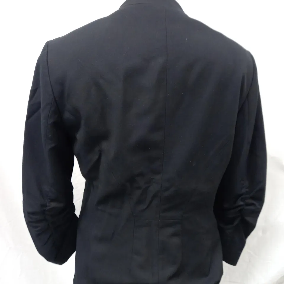 BLACK GATHERED-SLEEVE JACKET BLAZER H & M SIZE 38