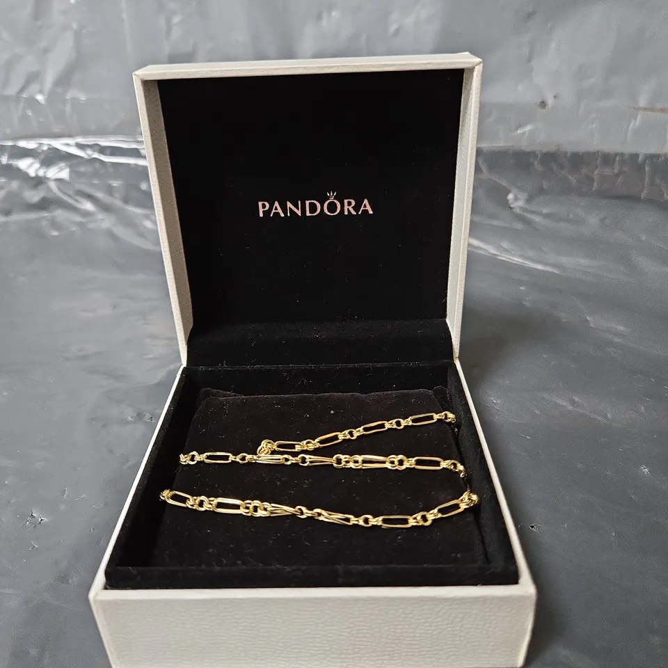 PANDORA YELLOW GOLD DOUBLE LINK CHAIN NECKLACE 