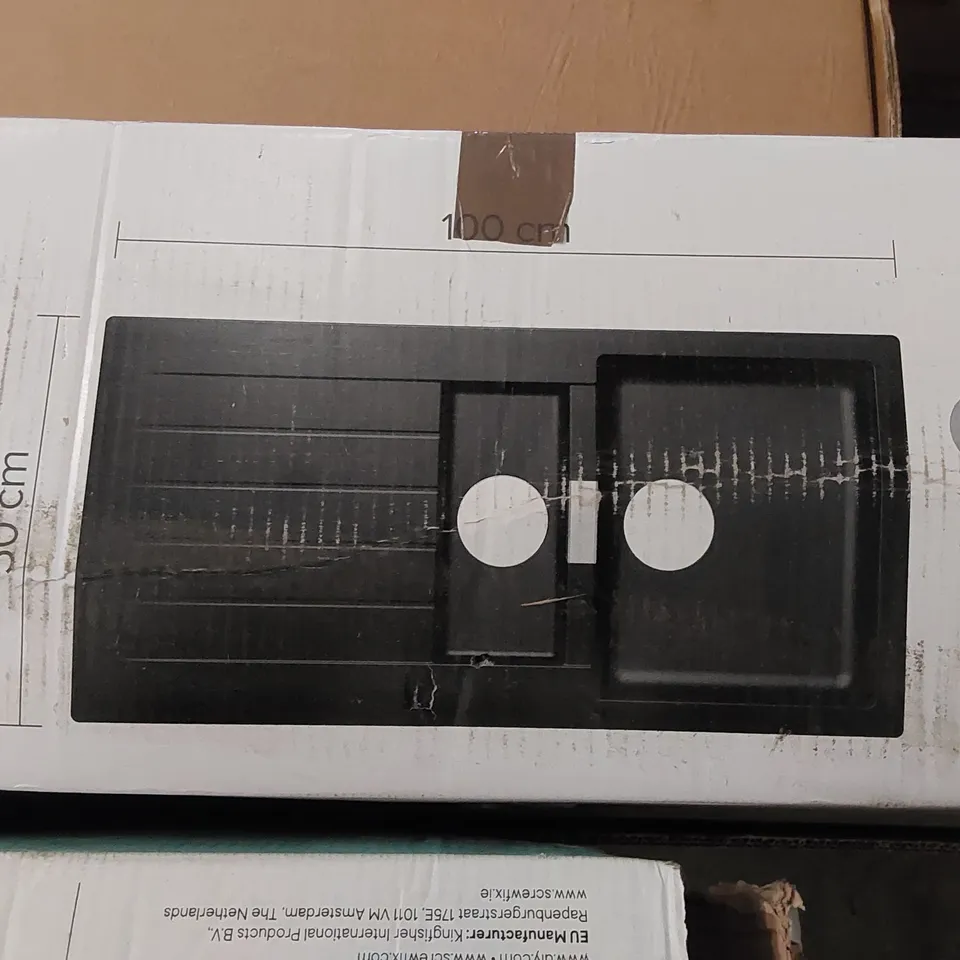 BOXED COOKE & LEWIS GALVANI 1.5 BOWL SINK AND DRAINER 