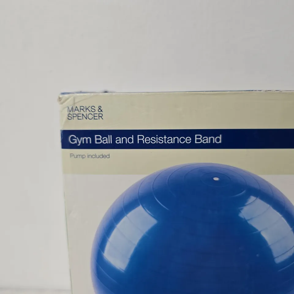 MARKS & SPENCER GYM BALL AND RESISTANCE BAND – BOXED (PUMP INCLUDED)