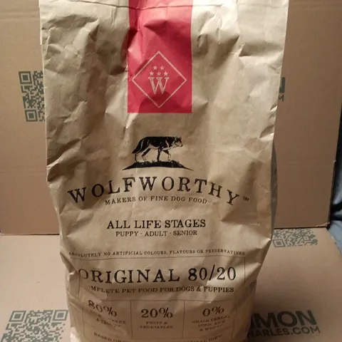 WOLFWORTHY ORIGINAL 80/20 ALL LIFE STAGES DOG FOOD – PAPER BAG 7.5KG