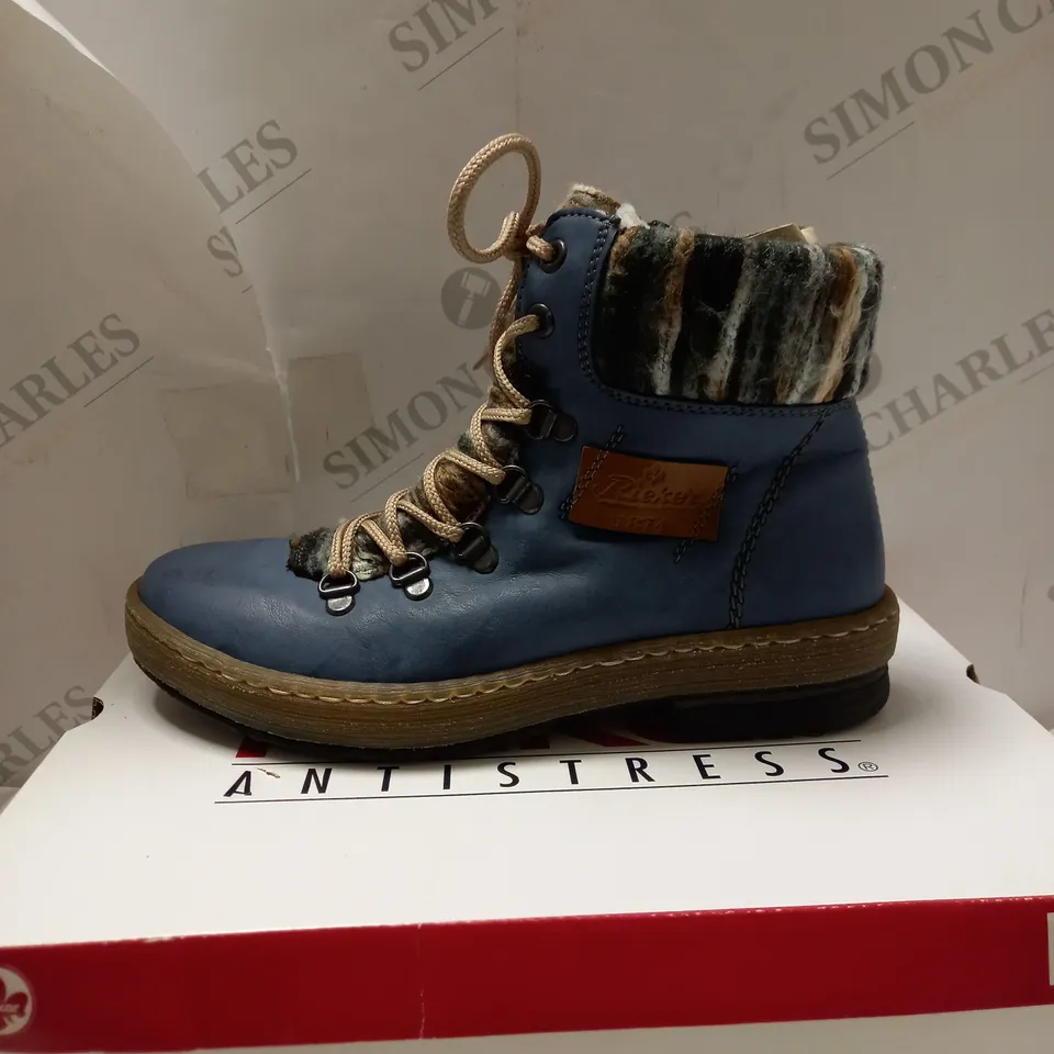 RIEKER LIGHT BLUE LACE UP ANKLE BOOTS - SIZE 4