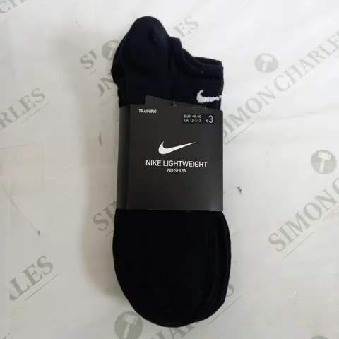 NIKE LIGHTWEIGHT TRAINING SOCKS IN BLACK - UK 11-14.5