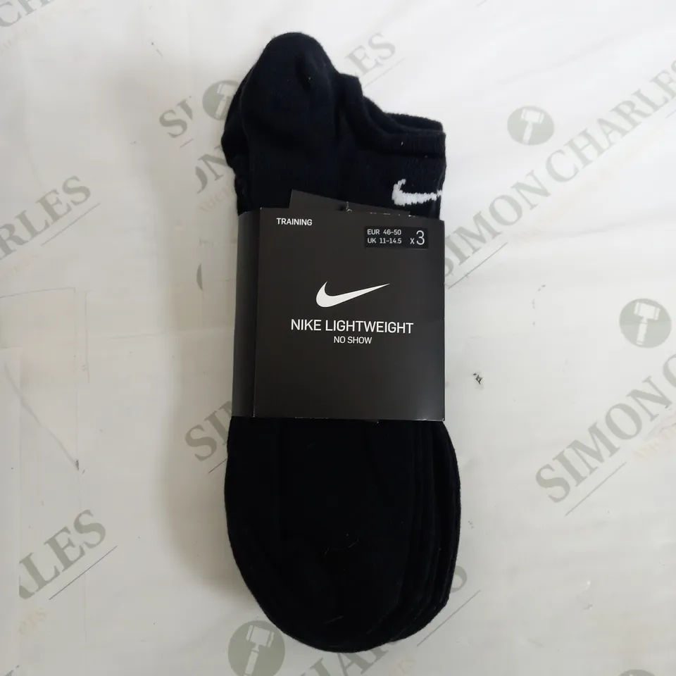 NIKE LIGHTWEIGHT TRAINING SOCKS IN BLACK - UK 11-14.5