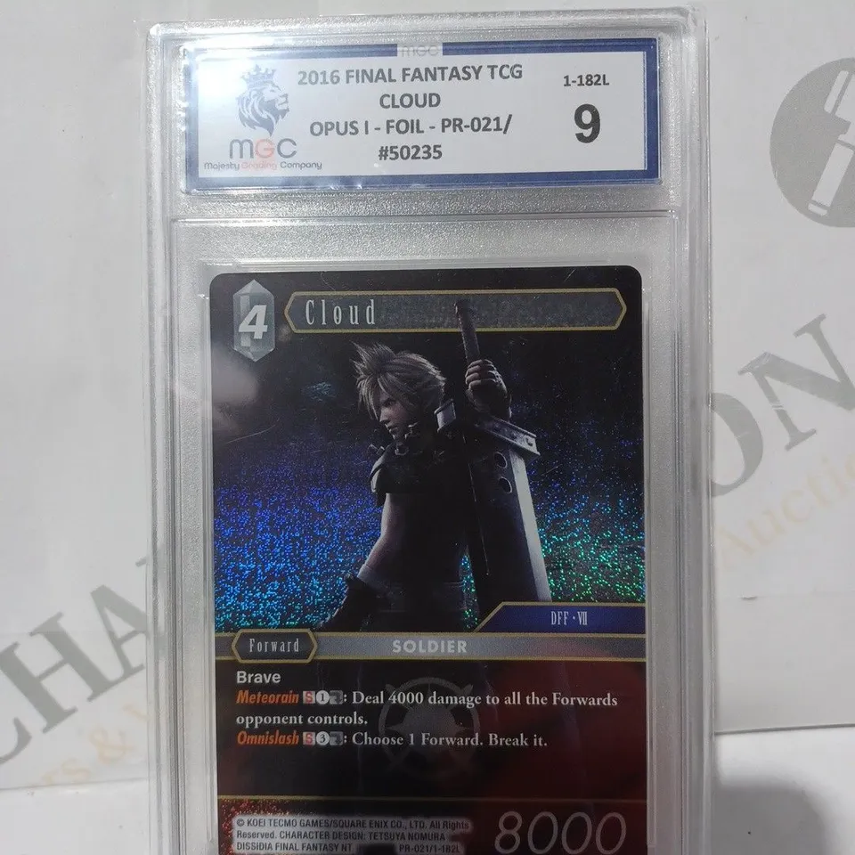 FRAMED AND GRADED COLLECTIBLE FINAL FANTASY TRADING CARD - CLOUD OPUS I FOIL (2016)