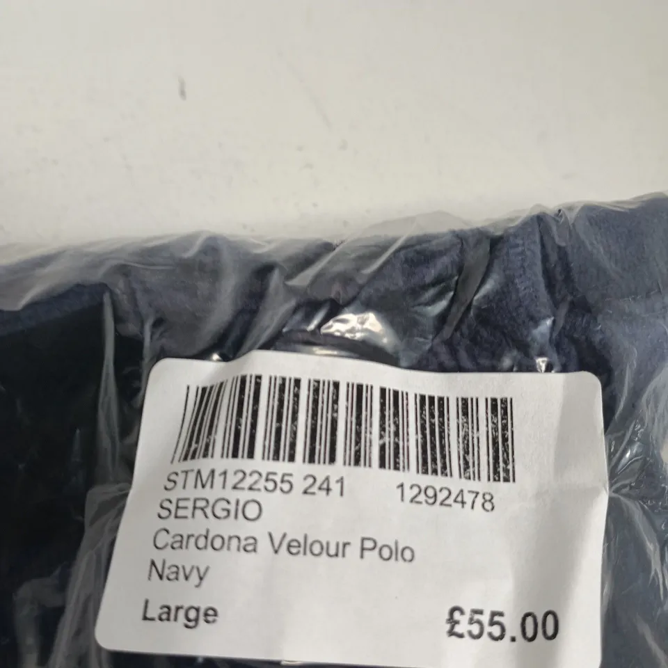SERGIO TACCHINI CARDONA VELOUR POLO NAVY – LARGE