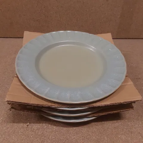 BOXED HESTIA GLAZED STONEWARE SET OF 4 GREEN PLATES