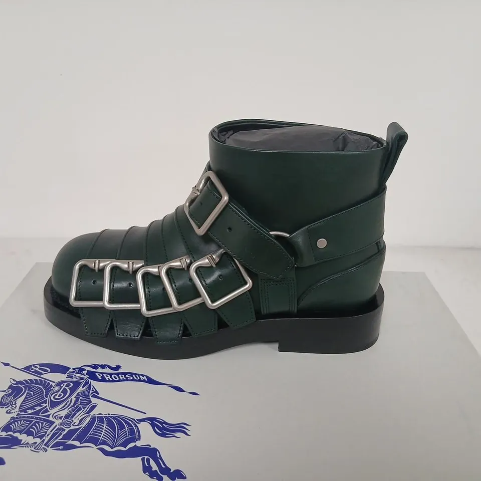 BURBERRY ROPER BOOT – GREEN LEATHER, WOMEN'S UK 3.5 (EU 36.5)