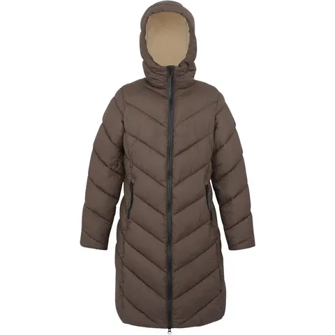 BRAND NEW REGATTA WOMENS ANDIA II LONGLINE PADDED JACKET IN BEUNO BROWN - UK 14
