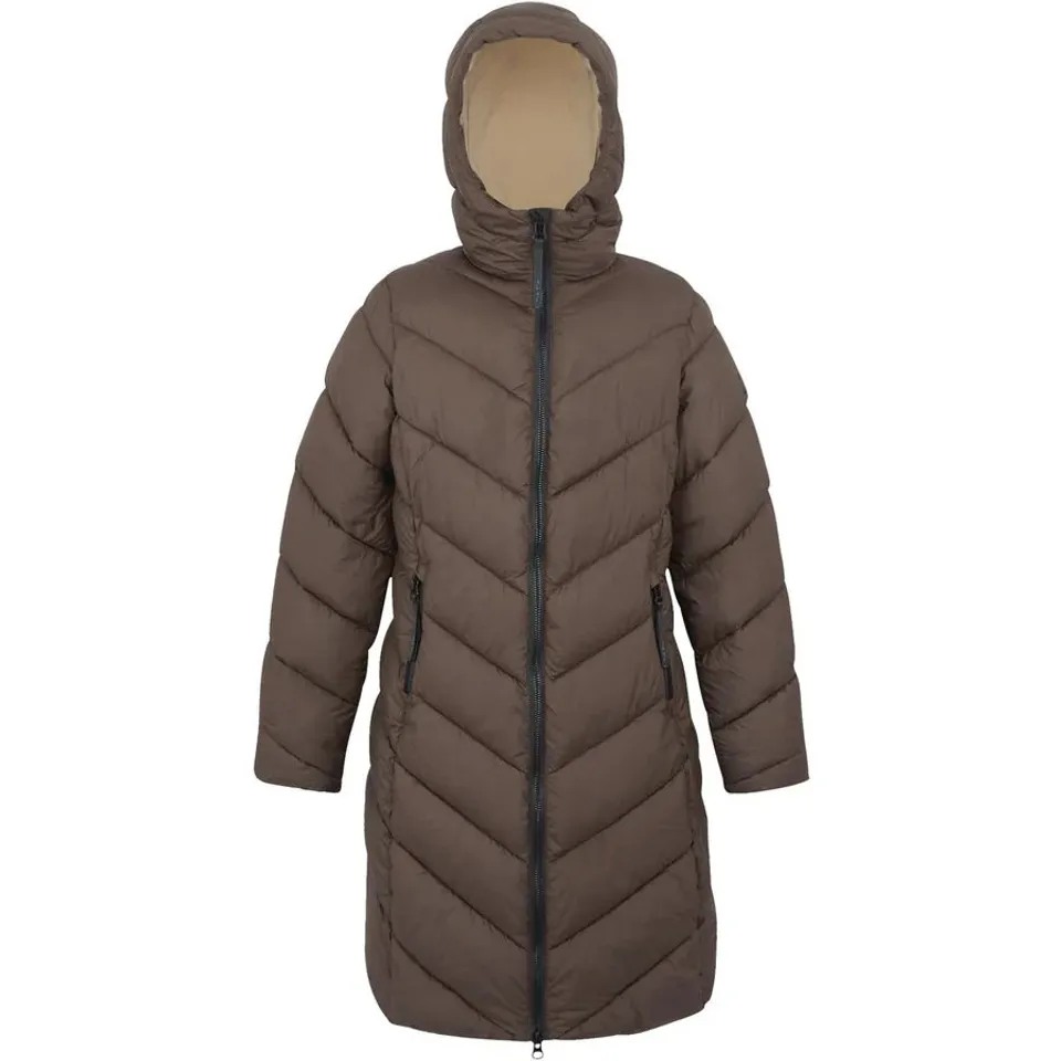 BRAND NEW REGATTA WOMENS ANDIA II LONGLINE PADDED JACKET IN BEUNO BROWN - UK 14