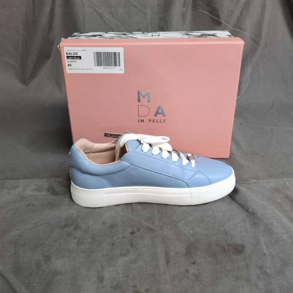 MODA IN PELLE BLUE LEATHER SNEAKERS – UK 7 (EU 40)
