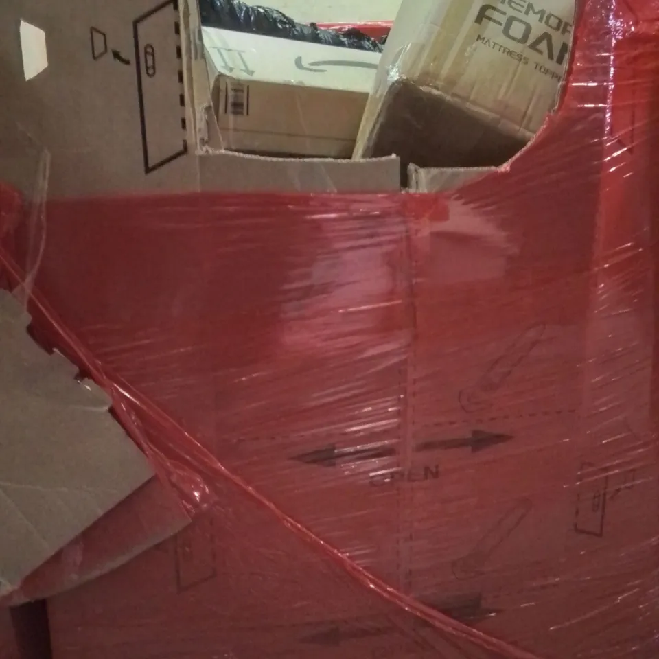 PALLET OF ASSORTED HOUSEHOLD GOODS AND PRODUCTS TO INCLUDE;MATTRESS,RETRACTABLE SAFETY GATE,AIR COOLER