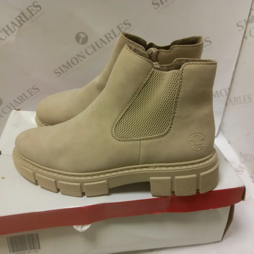 BOXED BEIGE CHUKY ANKLE BOOT - SIZE 8