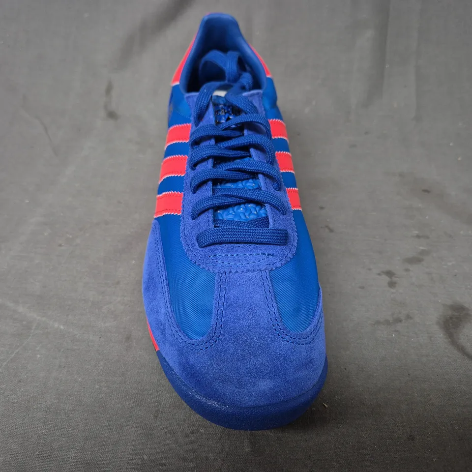 BOXED PAIR OF ADIDAS MEN'S SL 72 RS SHOES IN BLUE/RED UK SIZE 8