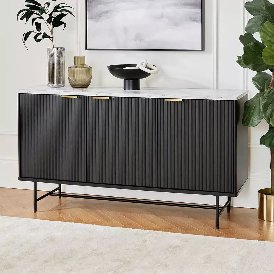BOXED LUCERO LARGE SIDEBOARD IN BLACK/BRASS - 1OF1