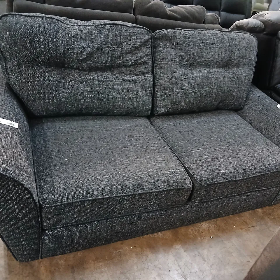 HALSTOW GREY FABRIC HIGH BACK TWO SEATER SOFA
