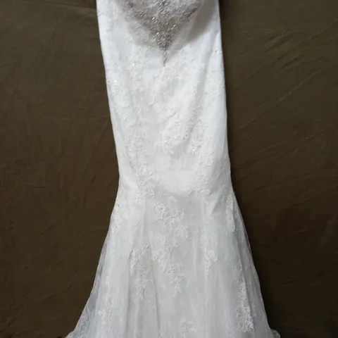 DAVID TUTERA LACE OVERLAY EMBELLISHED WEDDING DRESS - 12