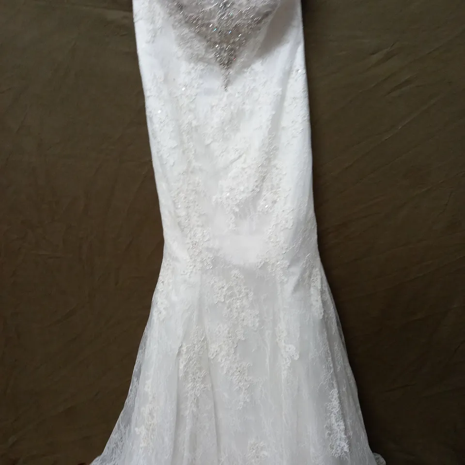 DAVID TUTERA LACE OVERLAY EMBELLISHED WEDDING DRESS - 12