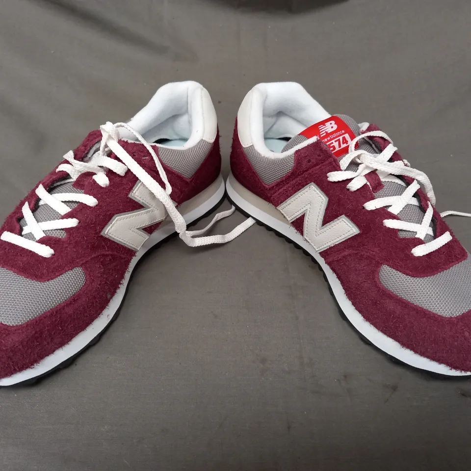 PAIR OF NEW BALANCE 574 SHOES IN DEEP BERRY UK SIZE 11