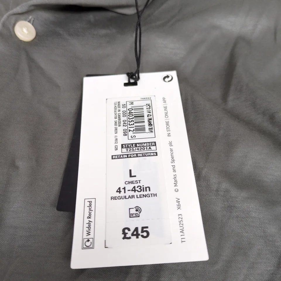 AUTOGRAPH SLIM LUXURY KNITTED FABRIC LARGE SHIRT WITH TAGS SAGE GREEN