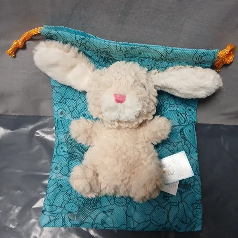 JELLYCAT BEIGE BUNNY PLUSH TOY WITH BLUE DRAWSTRING BAG