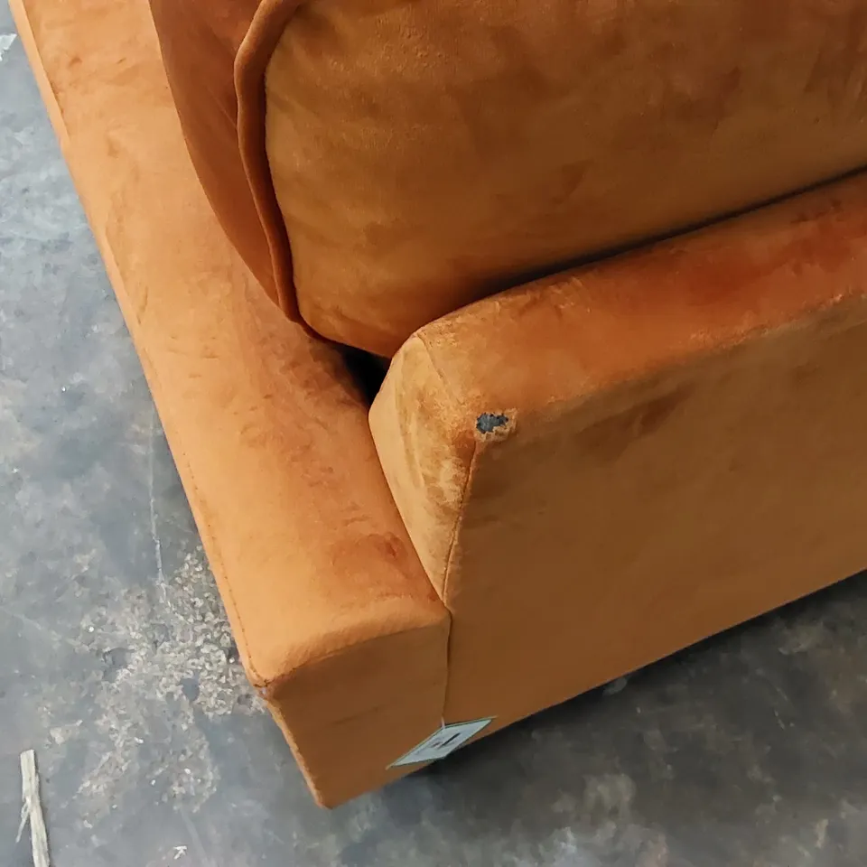 QUALITY DESIGNER 2 SEATER SOFA ORANGE VELVET FABRIC 