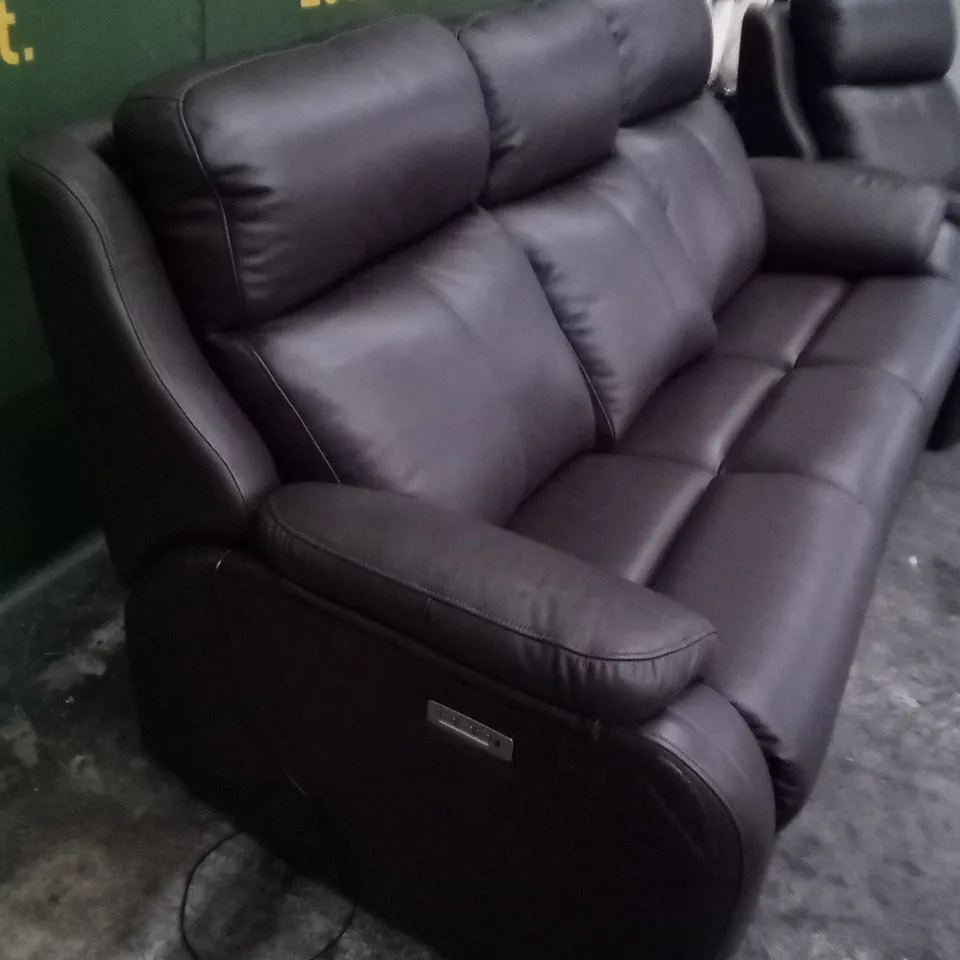 DESIGNER G PLAN MADE KINGSBURY CAPRI CHOCOLATE LEATHER ELECTRIC RECLINING THREE SEATER SOFA, ELECTRIC RECLINING ARM CHAIR AND FIXED ARMCHAIR