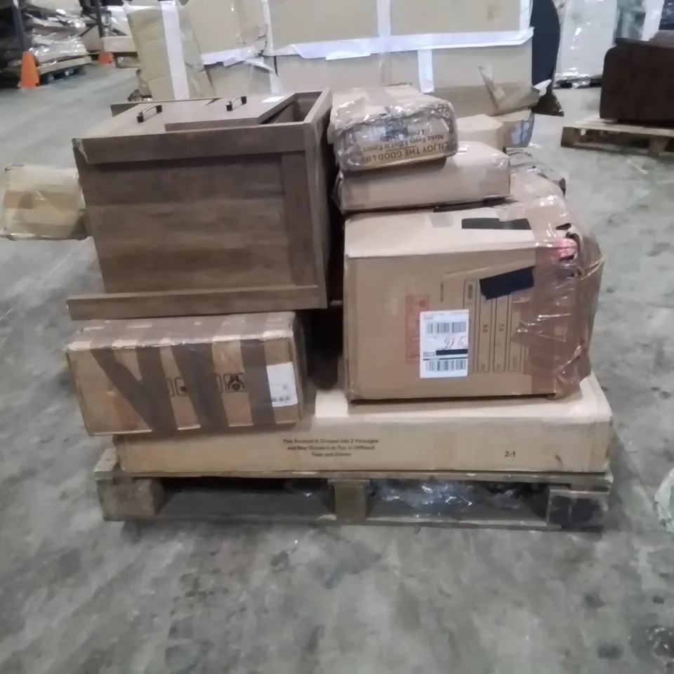 PALLET OF ASSORTED HOUSEHOLD GOODS AND PRODUCTS TO INCLUDE:HEATED BLANKET,BEDSIDE TABLE,NEO CONE MACHINE,GAZEBO 