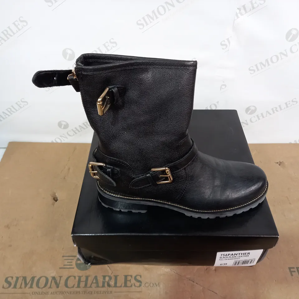 BOXED PAIR OF DUNE BLACK BOOTS - SIZE 39