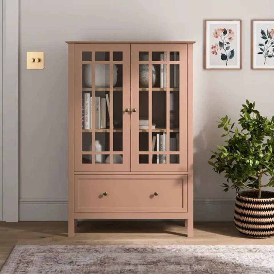 BOXED HANWORTH LARGE DISPLAY CABINET - CLAY (1 BOX)