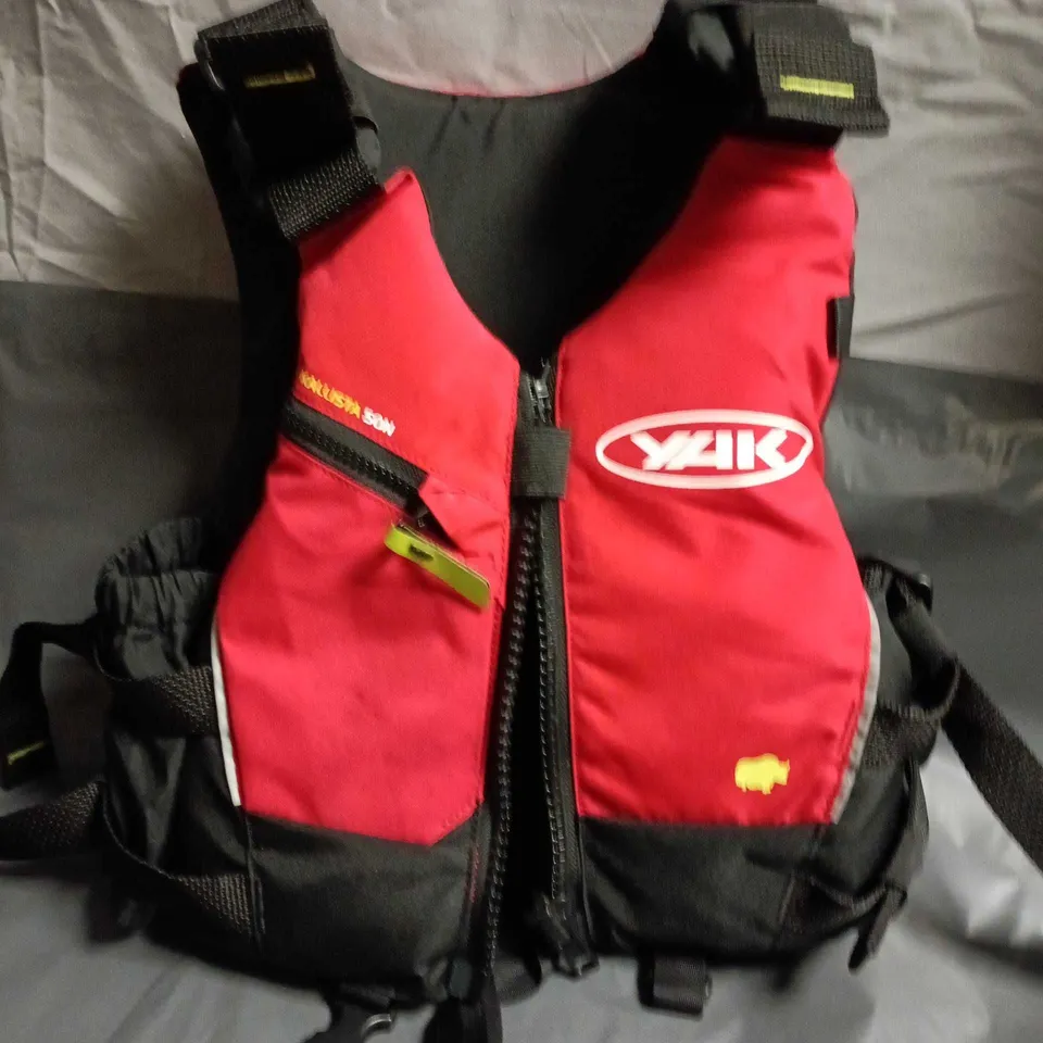 YAK ADVENTURE EQUIPMENT 50N BUOYANCY AID LIFE JACKET – ADULT, RED & BLACK