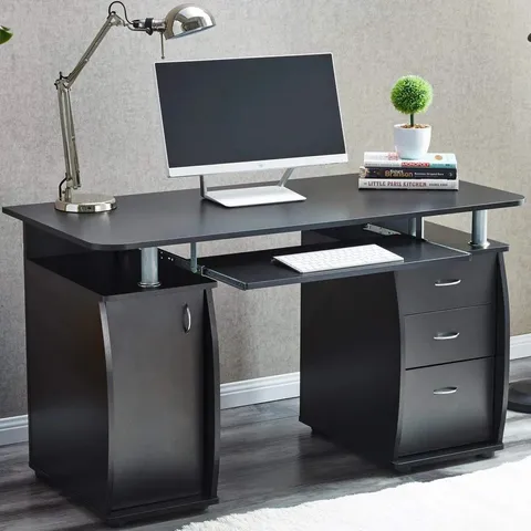 BOXED ASMAHAN DELUXE COMPUTER DESK - BLACK (1 BOX)
