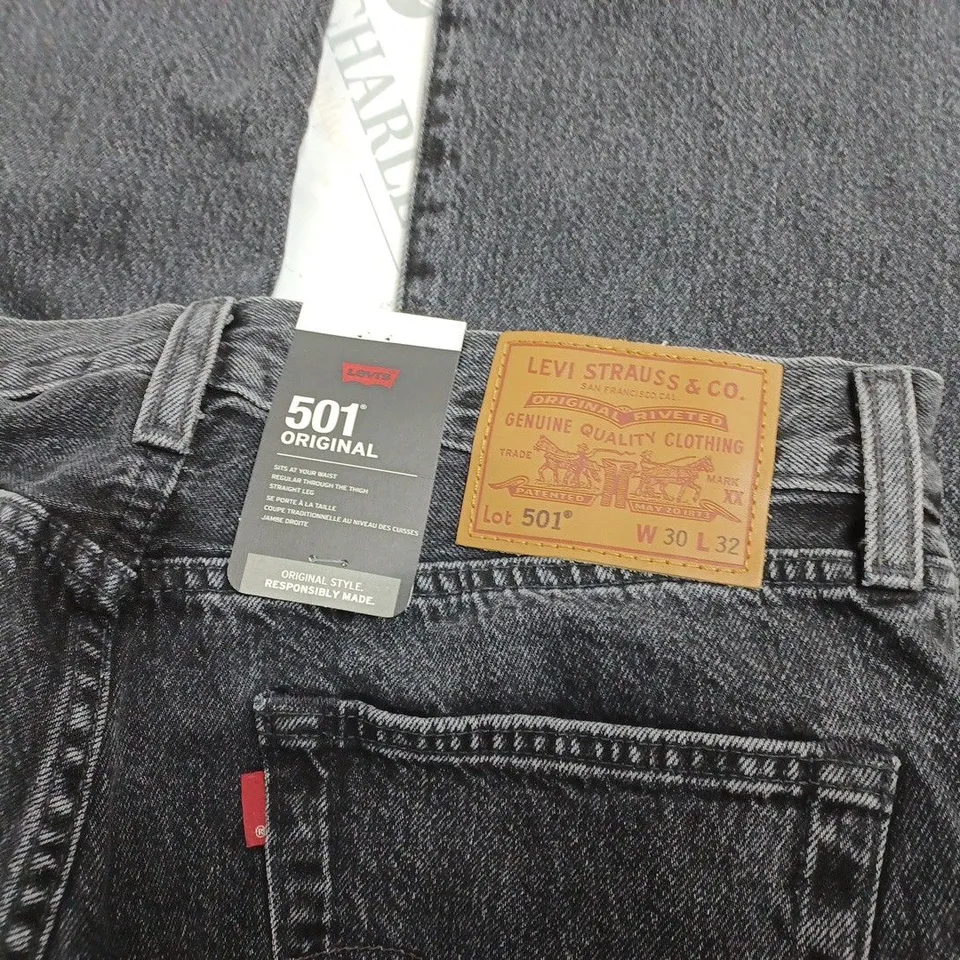 LEVIS 501 ORIGINAL BLACK WASHED JEANS- W30 L32